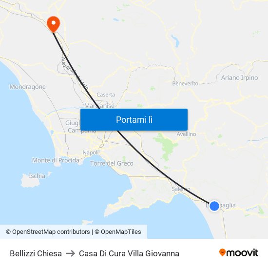 Bellizzi Chiesa to Casa Di Cura Villa Giovanna map