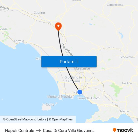 Napoli Centrale to Casa Di Cura Villa Giovanna map