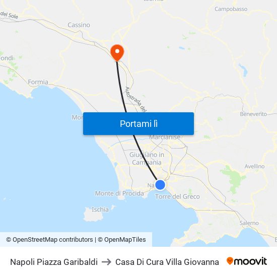 Napoli Piazza Garibaldi to Casa Di Cura Villa Giovanna map