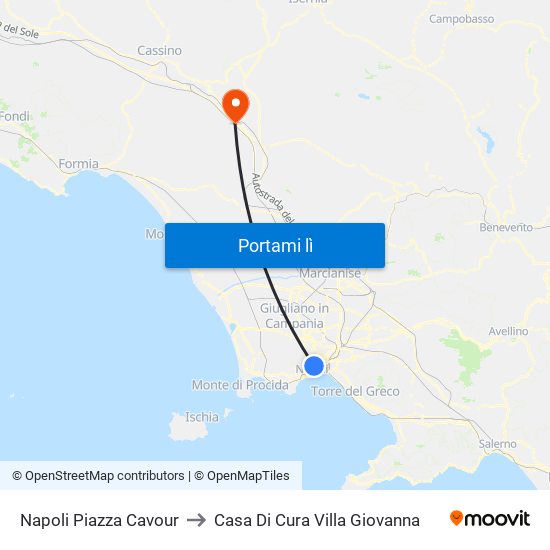 Napoli Piazza Cavour to Casa Di Cura Villa Giovanna map