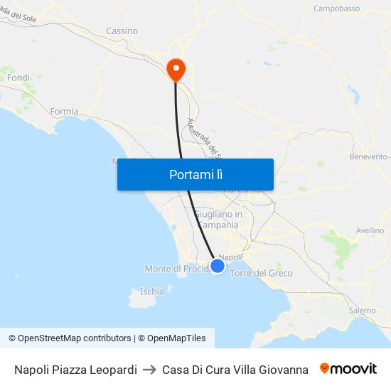 Napoli Piazza Leopardi to Casa Di Cura Villa Giovanna map