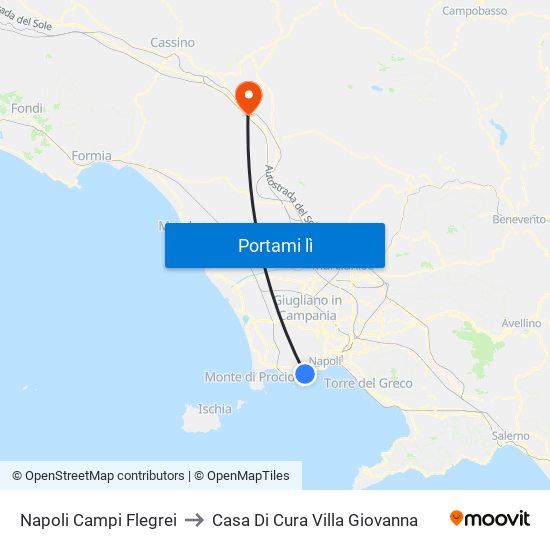 Napoli Campi Flegrei to Casa Di Cura Villa Giovanna map