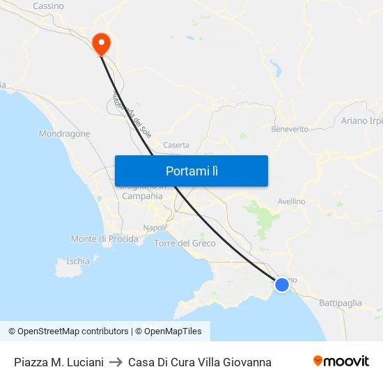 Piazza M. Luciani to Casa Di Cura Villa Giovanna map