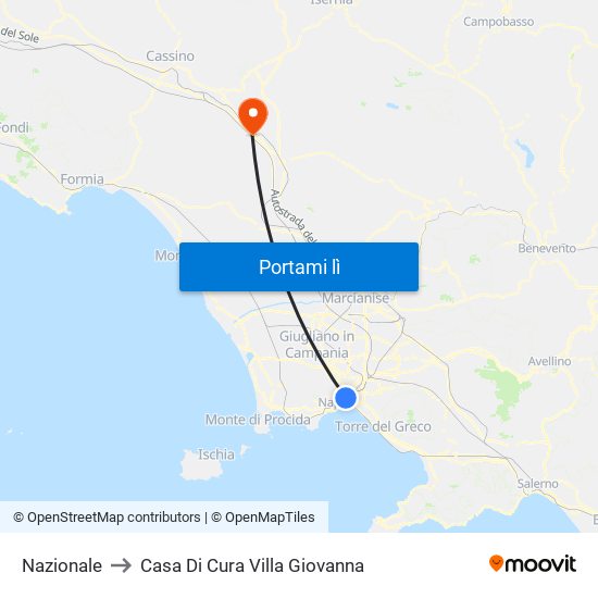 Nazionale to Casa Di Cura Villa Giovanna map