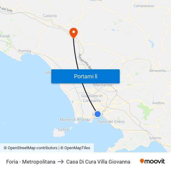Foria - Metropolitana to Casa Di Cura Villa Giovanna map