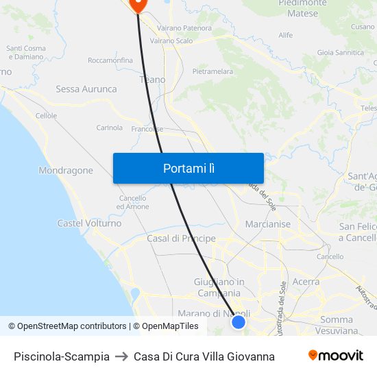 Piscinola-Scampia to Casa Di Cura Villa Giovanna map