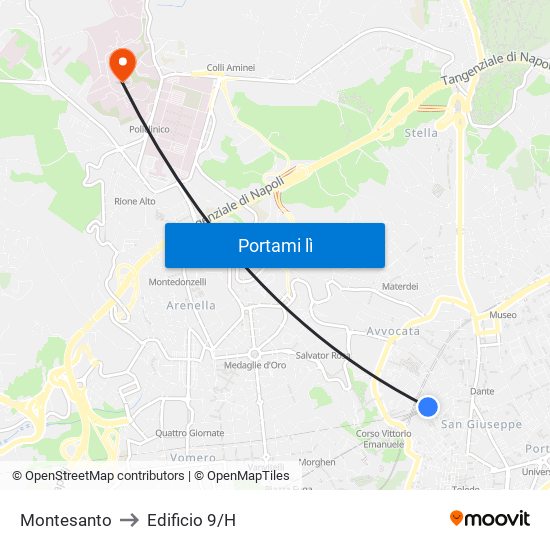 Montesanto to Edificio 9/H map