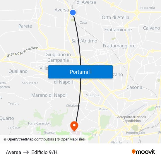 Aversa to Edificio 9/H map