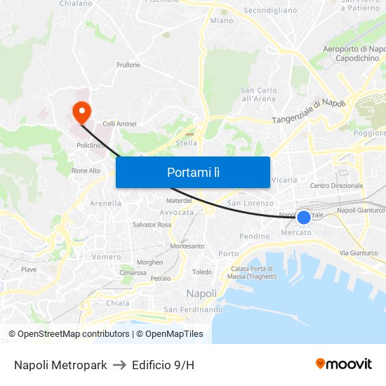 Napoli Metropark to Edificio 9/H map