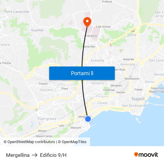 Mergellina to Edificio 9/H map