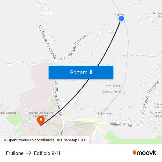 Frullone to Edificio 9/H map