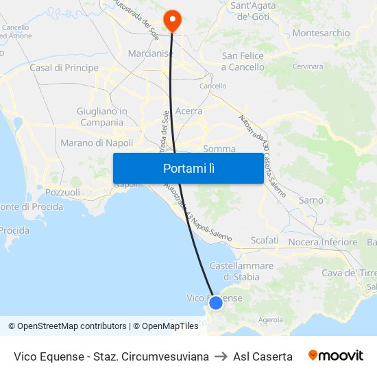 Vico Equense - Staz. Circumvesuviana to Asl Caserta map