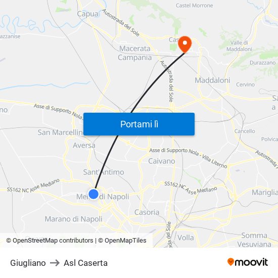 Giugliano to Asl Caserta map