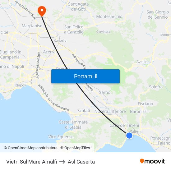 Vietri Sul Mare-Amalfi to Asl Caserta map