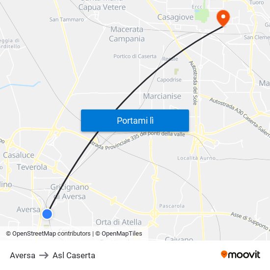 Aversa to Asl Caserta map