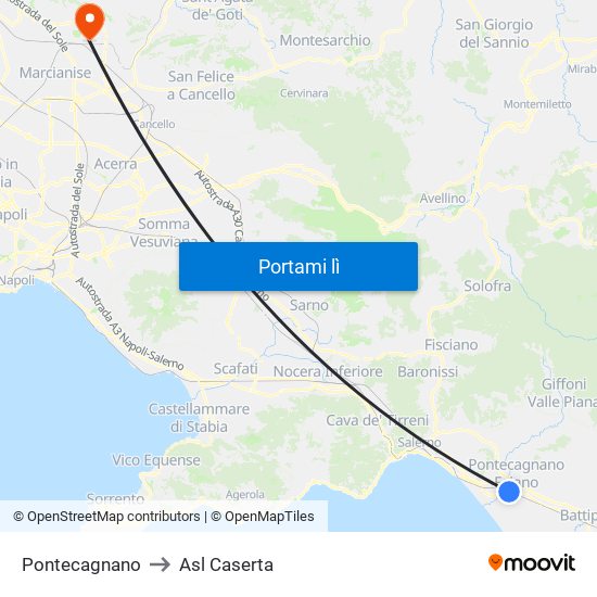 Pontecagnano to Asl Caserta map