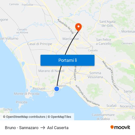 Bruno - Sannazaro to Asl Caserta map