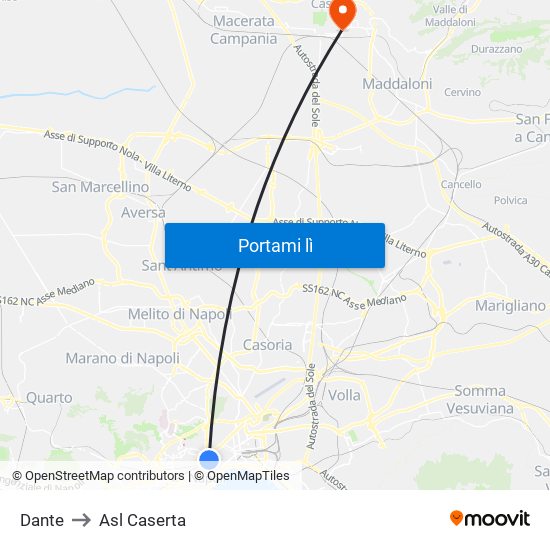 Dante to Asl Caserta map