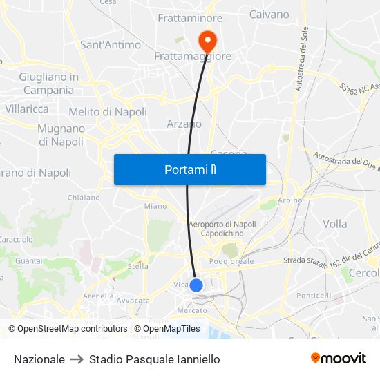 Nazionale to Stadio Pasquale Ianniello map