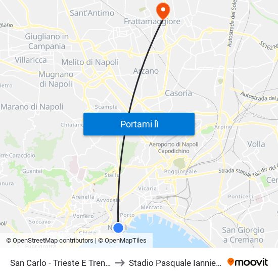 San Carlo - Trieste E Trento to Stadio Pasquale Ianniello map