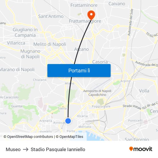 Museo to Stadio Pasquale Ianniello map