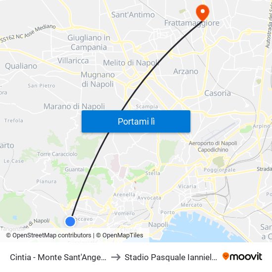 Cintia - Monte Sant'Angelo to Stadio Pasquale Ianniello map