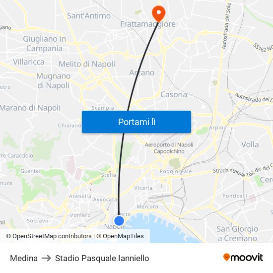 Medina to Stadio Pasquale Ianniello map