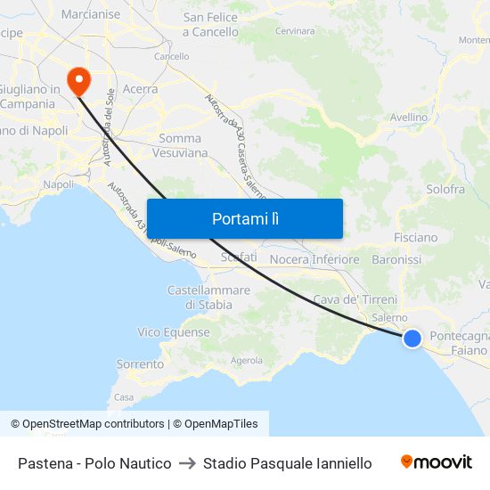 Pastena  - Polo Nautico to Stadio Pasquale Ianniello map