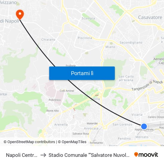 Napoli Centrale to Stadio Comunale ""Salvatore Nuvoletta"" map
