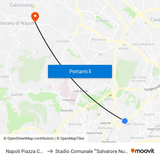 Napoli Piazza Cavour to Stadio Comunale ""Salvatore Nuvoletta"" map