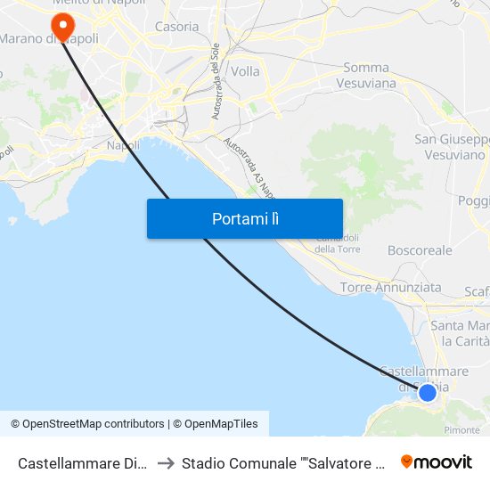 Castellammare Di Stabia to Stadio Comunale ""Salvatore Nuvoletta"" map