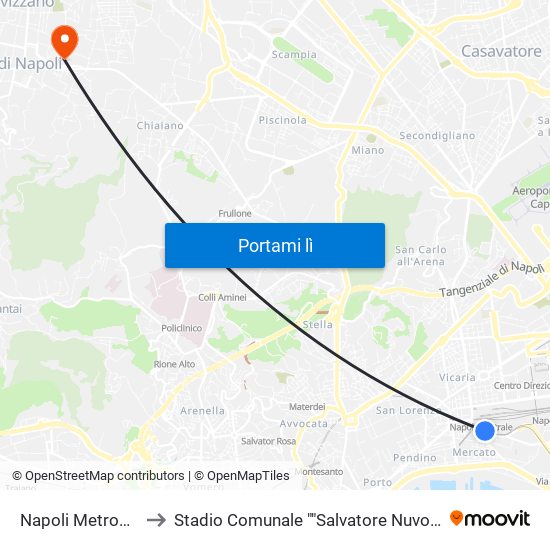 Napoli Metropark to Stadio Comunale ""Salvatore Nuvoletta"" map