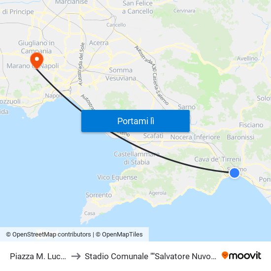 Piazza M. Luciani to Stadio Comunale ""Salvatore Nuvoletta"" map