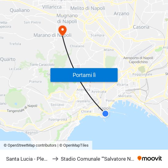 Santa Lucia - Plebiscito to Stadio Comunale ""Salvatore Nuvoletta"" map