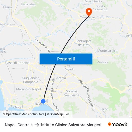 Napoli Centrale to Istituto Clinico Salvatore Maugeri map