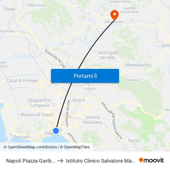 Napoli Piazza Garibaldi to Istituto Clinico Salvatore Maugeri map