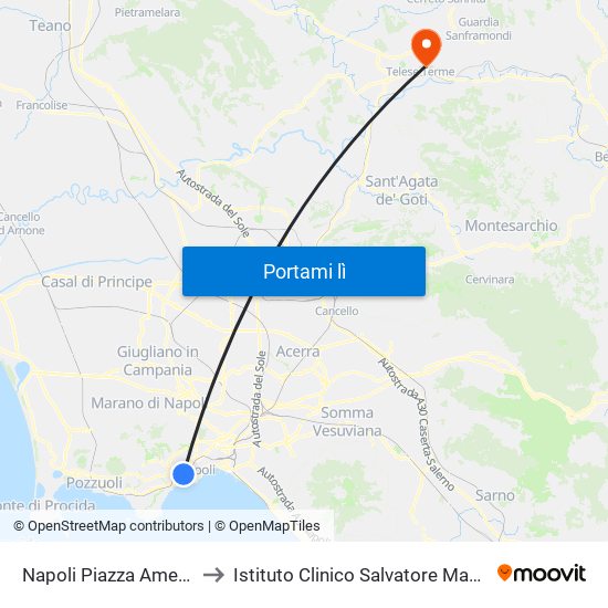 Napoli Piazza Amedeo to Istituto Clinico Salvatore Maugeri map