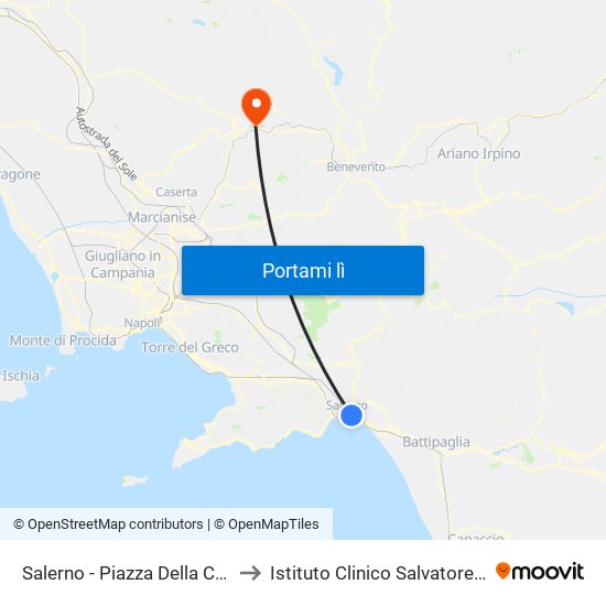 Salerno - Piazza Della Concordia to Istituto Clinico Salvatore Maugeri map