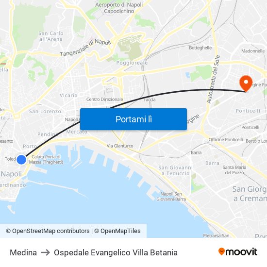 Medina to Ospedale Evangelico Villa Betania map