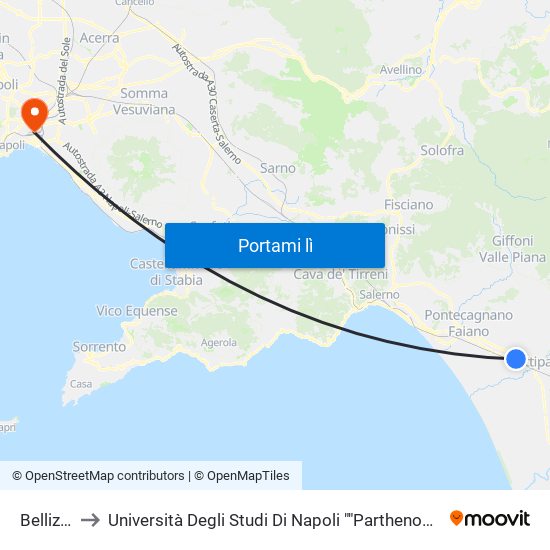 Bellizzi Chiesa to Università Degli Studi Di Napoli ""Parthenope"" - Dipartimento Di Scienze E Tecnologie (C4) map