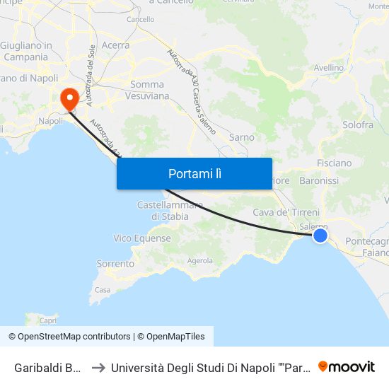 Garibaldi Barrella (Stazione F.S.) to Università Degli Studi Di Napoli ""Parthenope"" - Dipartimento Di Scienze E Tecnologie (C4) map