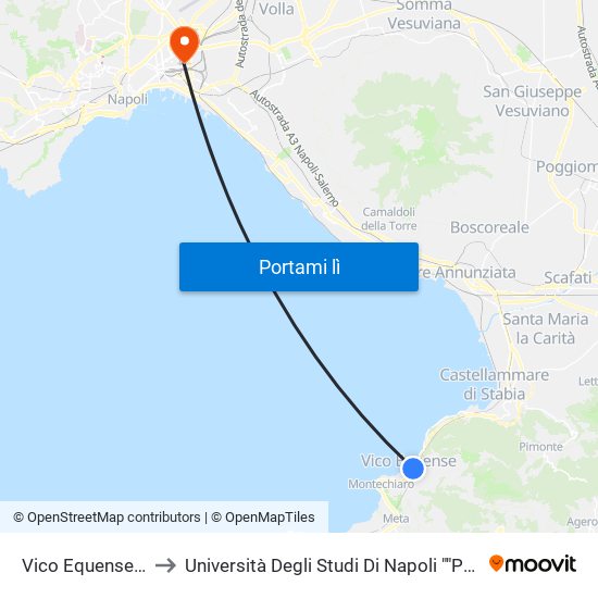 Vico Equense - Staz. Circumvesuviana to Università Degli Studi Di Napoli ""Parthenope"" - Dipartimento Di Scienze E Tecnologie (C4) map