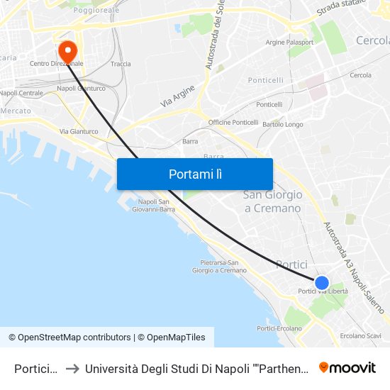 Portici Via Libertà to Università Degli Studi Di Napoli ""Parthenope"" - Dipartimento Di Scienze E Tecnologie (C4) map