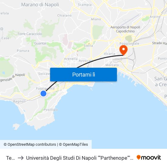 Tecchio to Università Degli Studi Di Napoli ""Parthenope"" - Dipartimento Di Scienze E Tecnologie (C4) map