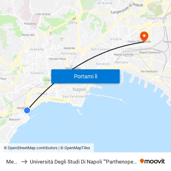 Mergellina to Università Degli Studi Di Napoli ""Parthenope"" - Dipartimento Di Scienze E Tecnologie (C4) map