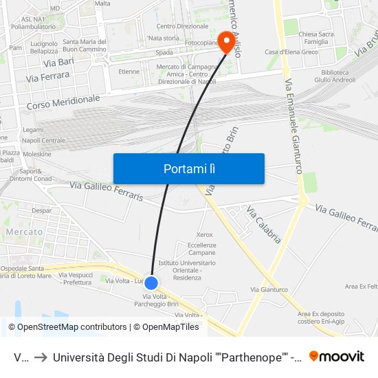 Volta to Università Degli Studi Di Napoli ""Parthenope"" - Dipartimento Di Scienze E Tecnologie (C4) map