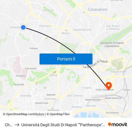 Chiaiano to Università Degli Studi Di Napoli ""Parthenope"" - Dipartimento Di Scienze E Tecnologie (C4) map