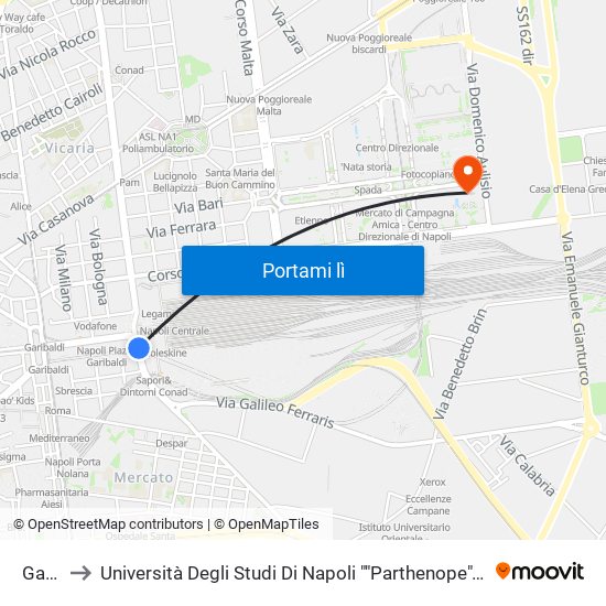 Garibaldi to Università Degli Studi Di Napoli ""Parthenope"" - Dipartimento Di Scienze E Tecnologie (C4) map