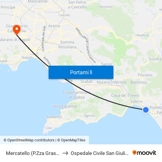 Mercatello (P.Zza Grasso) to Ospedale Civile San Giuliano map