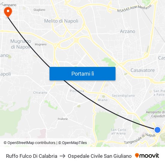 Ruffo Fulco Di Calabria to Ospedale Civile San Giuliano map